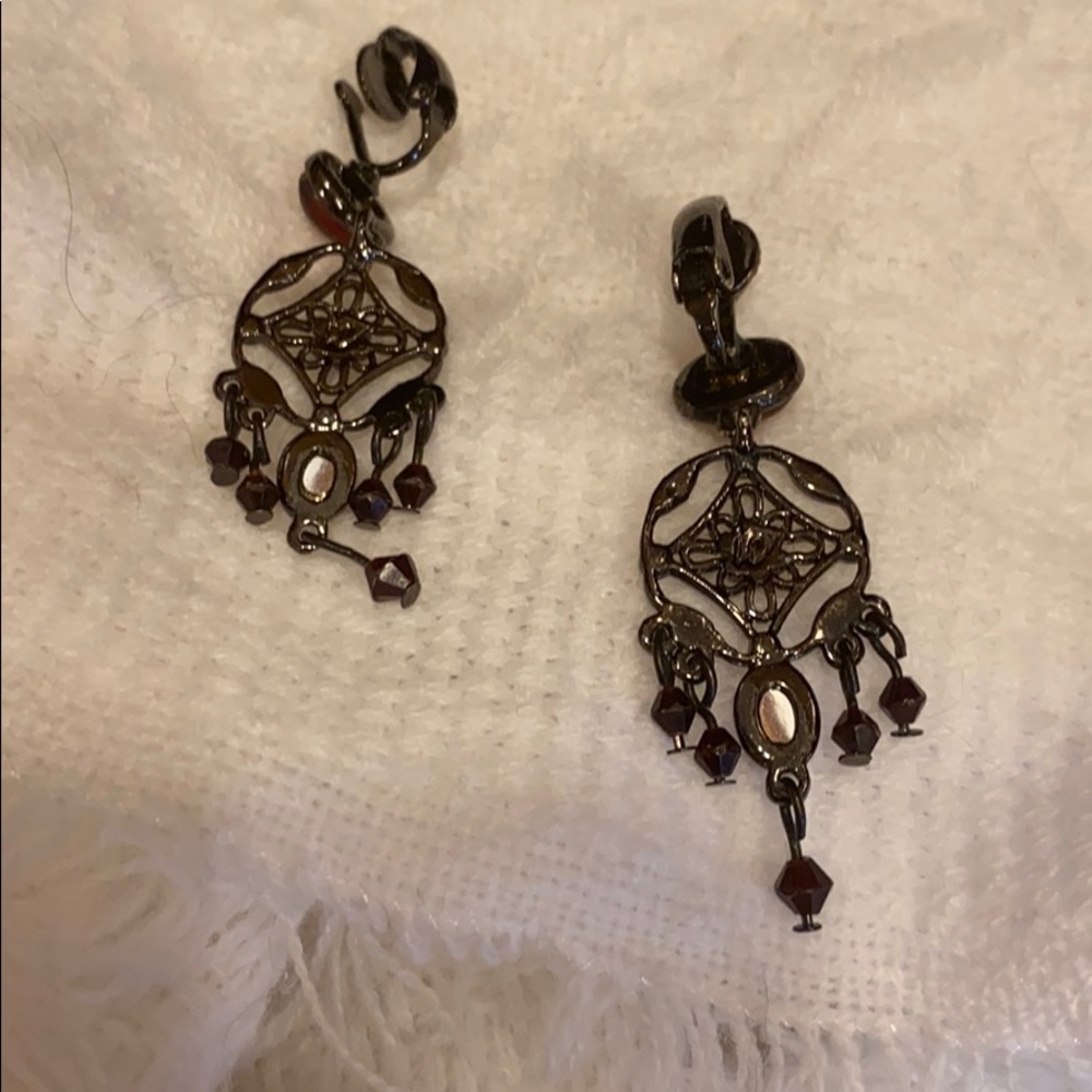 Vintage Nordstrom Ruby chandelier clip on earrings. - Picture 5 of 6